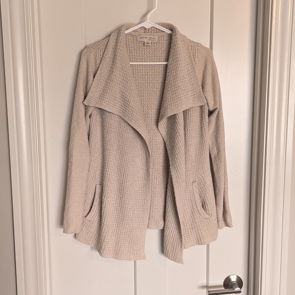 Barefoot Dreams CozyChic Lite Open Front Cardigan - Cream Stone sz S